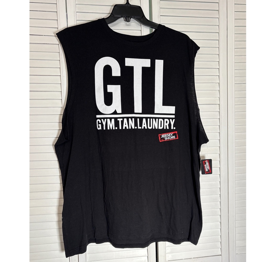 Jersey Shore GTL Gym Tan Laundry Black Muscle Tank Top XXL MTV Bioworld New